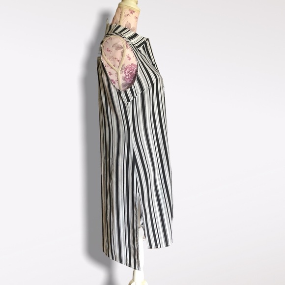 WHBM Striped Button Up Tunic Blouse - Picture 3 of 4